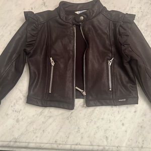 Mayoral Faux Leather Black Jacket with zippers - size 2